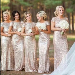 Gold Sequin Bridesmaid Dress/ formal dress